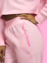 Load image into Gallery viewer, "Thou Shall Not Try Me" - Cropped Top Pink Sweater and High Rise Sweatpants (2 Piece Set)