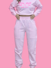 Load image into Gallery viewer, "Thou Shall Not Try Me" - Cropped Top Pink Sweater and High Rise Sweatpants (2 Piece Set)