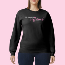 Load image into Gallery viewer, &quot;His Grace is Sufficient&quot; Pink &amp; Black Pullover Sweatshirt
