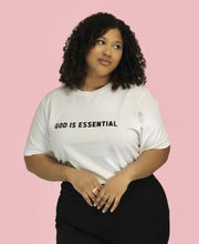 Load image into Gallery viewer, &quot;God is Essential&quot; White/Black T-Shirt
